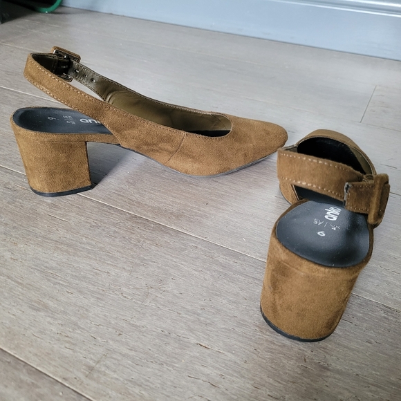 Anko Olive Suede Slingback Heels - Picture 7 of 9